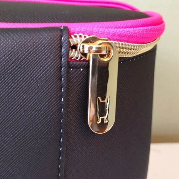 French Bull Black Pink Glam Up Large Cosmetic Travel Case Organizer NWT - Picture 7 of 16